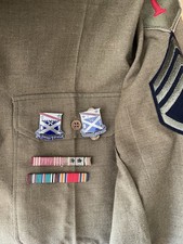 WW2 1st Infantry Division WOOL NCO SHIRT "BIG RED ONE" 14x32 & Insignias/Ribbons