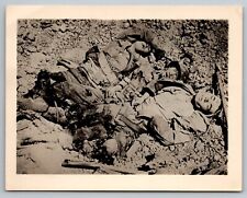 WW2 Japanese soldiers dead in a ditch. Looks like one had legs blown off photo picture