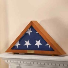 Memorial Burial Flag Display Case with Free PERSONALIZED Plaque Military