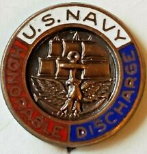 NAVY HONORABLE DISCHARGE PIN-NEW IN MILITARY ISSUE PACK-RED-WHITE & BLUE Enamel picture