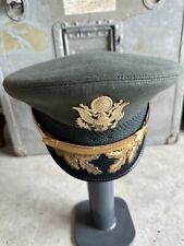 Vietnam War Era U.S. Army Officer Service Cap Green Visor Hat 7 picture