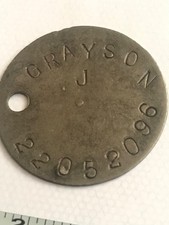 British Army Vintage Military Dog tags Grayson J 22052096 History Research