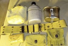 WW2 US Army USMC Original 1943 Stainless Canteen, Cup, Cover, Belt First Aid Kit picture
