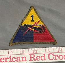 WWII Rare BLACK BACK stitching 1st FIRST ARMORED DIVISION Triangle Patch + SNAPS picture
