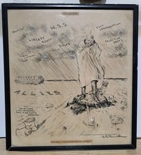 1918 WWI Original W.K. Patrick Political Cartoon The Deluge Times-Picayune