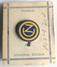WW2 102nd Div Patch Type D.I. Crest - On "Enameled Divisional Insignia" Card  PB