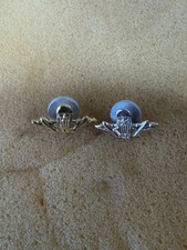 Vintage Soviet USSR Airborne Paratrooper Insignia Pins Gold Silver Pair