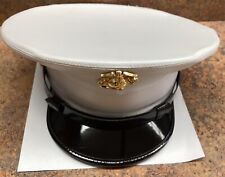 USMC US Marine corps Blues Dress Uniform White Vinyl Hat Size 7 1/8 picture