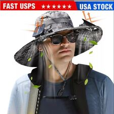 Solar Fan Hat Wide Brim Solar Fan Outdoor Fishing Hat Sunscreen Hat With 2 Fan picture