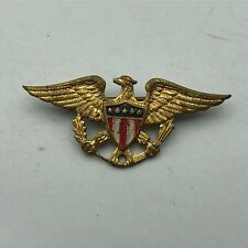 Eagle Pin Badge Military? Shield RWB 5 Stars Vintage Antique Brass Tone HELP picture