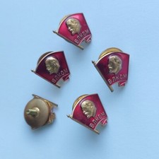 Set 5 pcs Vintage Soviet Badge Leader of the Leninist Komsomol Pin Screw Ленин