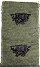 US Army Officer Staff Specialist OD Fatigued Subdued Insignia Badge Collar Pair