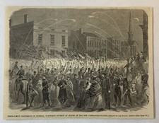 1861 magazine engraving~ TORCH LIGHT PROCESSION OF GENERAL BLENKER'S DIVISION
