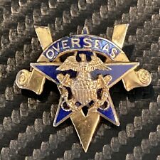 WWII US NAVY Sterling Silver  Son-In-Service Sterling Overseas Victory Pin EGA picture