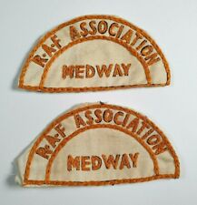 2 Original Vintage WW2 Era R.A.F Association Medway Embroidered Arm Badges Patch picture