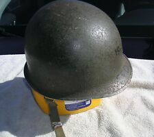 WW2 US ARMY M1 HELMET SHELL FRONT SEAM, SWIVEL, GOOD STRAPS AND SNAPS, 882 picture