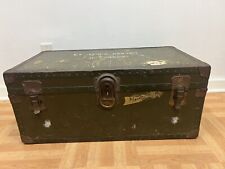 Vintage Military FOOT LOCKER Trunk chest storage green box army wwii field bin picture