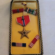 WW2 ARMY  MEDAL NAMED WITH 4 RIBBONS + LAPEL PIN IN BOX  SEE STORE WW2 MEDALS  picture