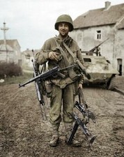 American Infantryman with captured German Weapons Colorized #1015 WW2 4x6