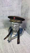 Vintage Soviet USSR VMF Northern Fleet Sailor Beskozyrka Cap & Guis Collar Set