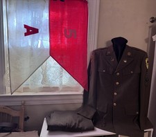 WWII Okinawa Occupation USCAR GROUP; 5th Cavalry M1939 Service Uniform & Guidon