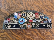 Rare Vintage USSR/Russian Military Hat With Many Pins, Patches + Medals - NICE