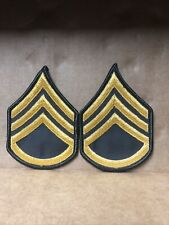 US Army Class A Staff Sergeant E-6 Green/Yellow Patch Set of 2 Sew-On New A2_A39 picture