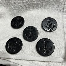 Authentic WWII USN Navy Pea Coat  Uniform Buttons Black. lot of 5 (1   1/4x3/16) picture