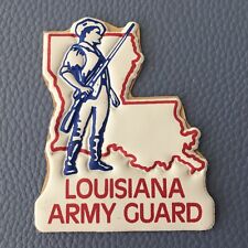 RARE PUFFY RAISED STICKER Vintage Louisiana Army Guard & Bonus Flag Decal picture