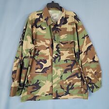 US Military Coat Woodland Camo Jacket Combat Uniform Size L Long picture