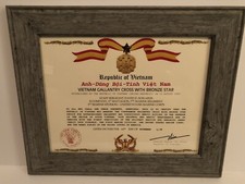 South Vietnam Gallantry Cross Certificate w/Bronze Star Device (T3)FREE PRINTING