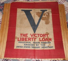 Antique Rare Original U.S. WWI Victory Liberty Loan LINEN Factory Banner Flag