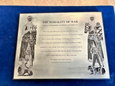 Vtg/Unique Zinc Etched Plaque (Britain) "The Morality of War" 10.5" x 8" x 0.5"