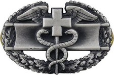 Army Combat Medical Badge - Silver Oxidized - Full Size - CMB 1st Award