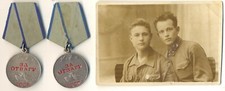 Soviet Russian  star Medal red order banner TWO  Courage Bravery DRIVER  (#1994)