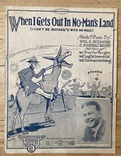 WWI Black History Sheet Music ‘When I Gets Out In No-Man’s Land’ 1918 Skidmore