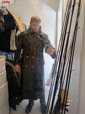 German Navy Heavy Leather Blue Liner Gold Buttons Coat