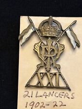 NICE Victorian The 21st Lancers Genuine British Military Army Cap Badge picture