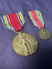 Two World War II USA Freedom From Fear and Want Victory Medal & Ribbon 1941-1945 picture