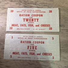 WWII US Office of Price Administration Ration Coupons Processed Foods Meat Fats