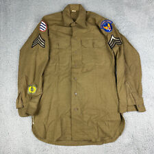 Vintage US Army Flannel Shirt Adult 14x32 Green WW2 40s 1940s Air Transport picture