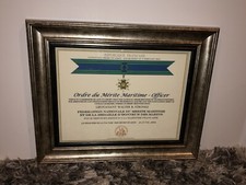 FRENCH ORDER OF MARITIME MERIT - OFFICER (COMMEMORATIVE CERTIFICATE)