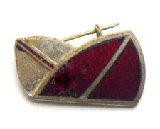 1960s JAPAN Women's Month 10th Anniversary Red Enamel Old Pin Badge