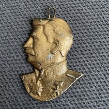 STALIN ORIGINAL WW2 USSR RUSSIAN METAL BAS-RELIEF BUST PLAQUE PLATE, Wall Decora