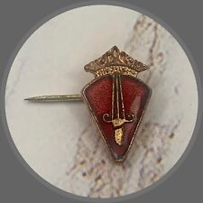 Military Insignia Gold Crown Red Enamel Sword Dagger Stick Pin • Vintage • 5/8” picture