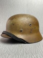 GERMAN WW2 M35 QUIST 66 DAK TROPICAL CAMOUFLAGED HELMET W/ CHINSTRAP NAMED picture