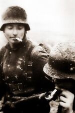German Soldier Lighting Cigarette with a flamethrower 4x6 WWII WW2 Photo 105 picture