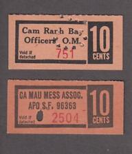 Vietnam War Era US Military Chits Used In Viet Nam From CamRanh Bay & CaMau Mess picture