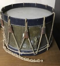 Antique Couesnon Paris Marching Drum Blue painted Wood and Brass c. 1900 picture