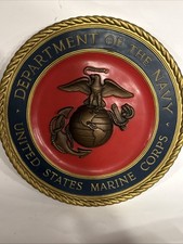 Vintage US Department of the Navy USMC Marine Corps 15" Wall Plaque Display